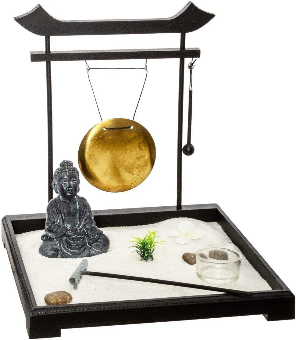 Jardín Zen Decoración Buda y Bong, Portavelas 26x26x26 cm