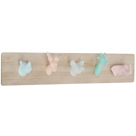 PERCHERO INFANTIL PARED ANIMALES 5 GANCHOS