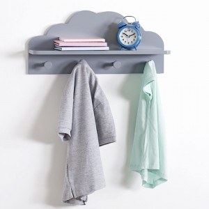 *TARA* PERCHERO PARED INFANTIL MADERA LUR CON BALDA GRIS