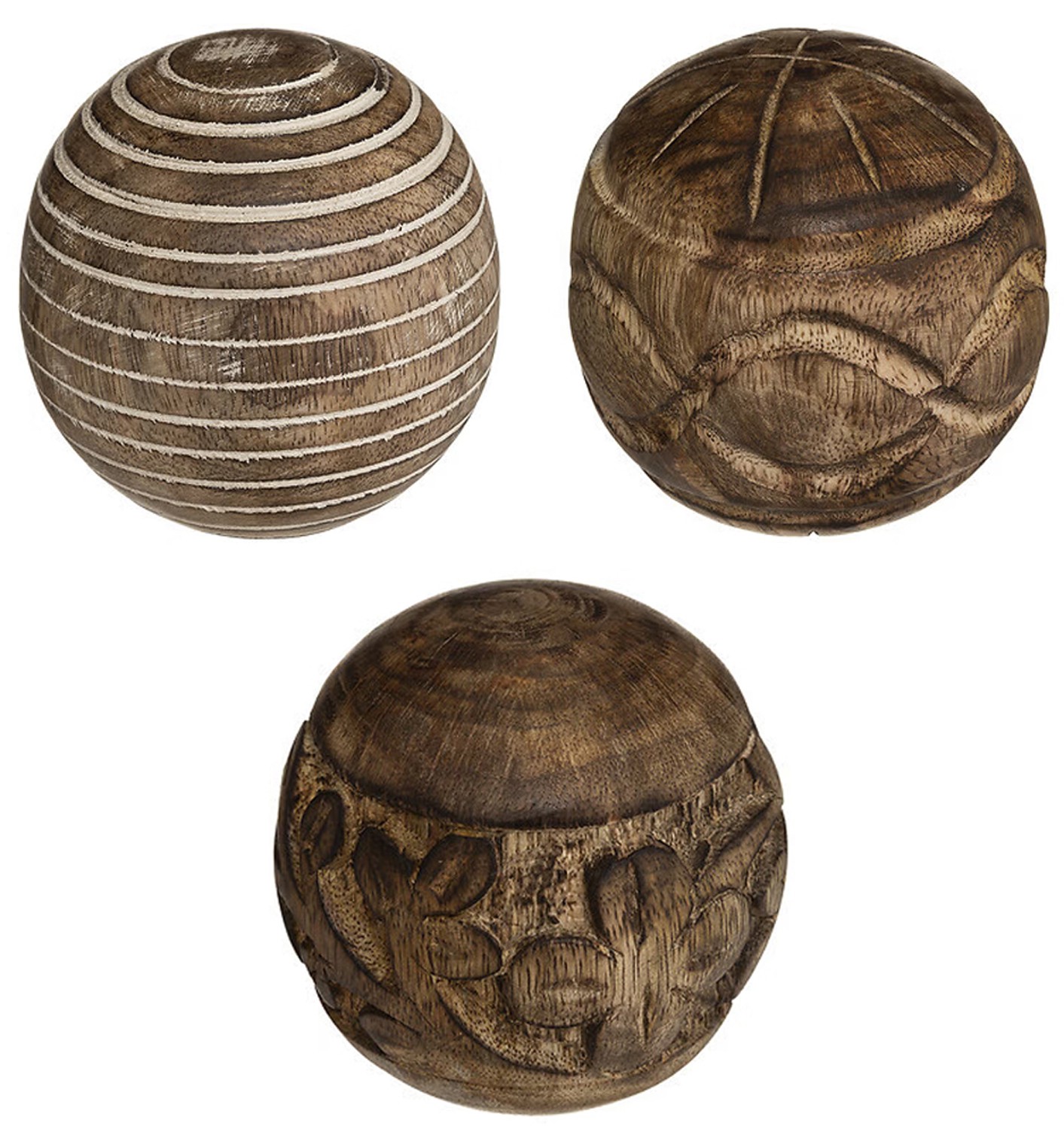 BOLA DECORATIVA MADERA MANGO TALLADA 8CM