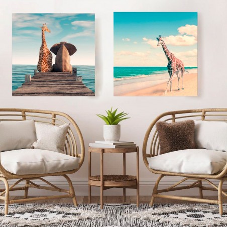 CUADRO DECORATIVO PARED ANIMALES PLAYA 50X50CM