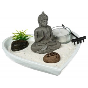 JARDIN ZEN CON BUDA BANDEJA CORAZÓN DECO 17X16,5CM