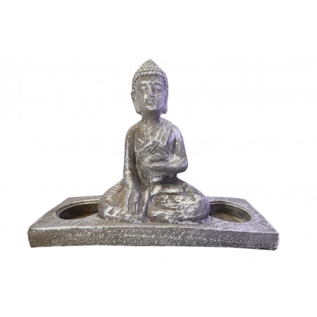 PORTAVELAS DECORATIVO BUDA ZEN DOBLE 19X6,7X15CM