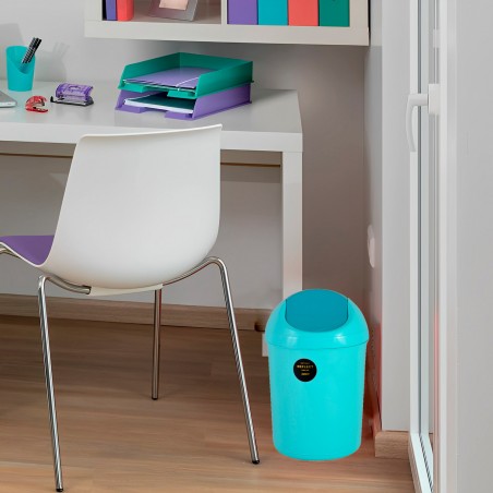 PAPELERA OFICINA PVC TAPA COLORS 34,50X21X14CM
