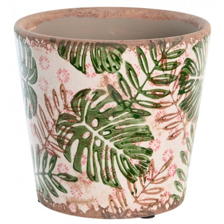 MACETERO DECORATIVO GRES LEAVES 14X14CM
