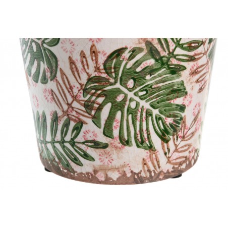 MACETERO DECORATIVO GRES LEAVES 14X14CM