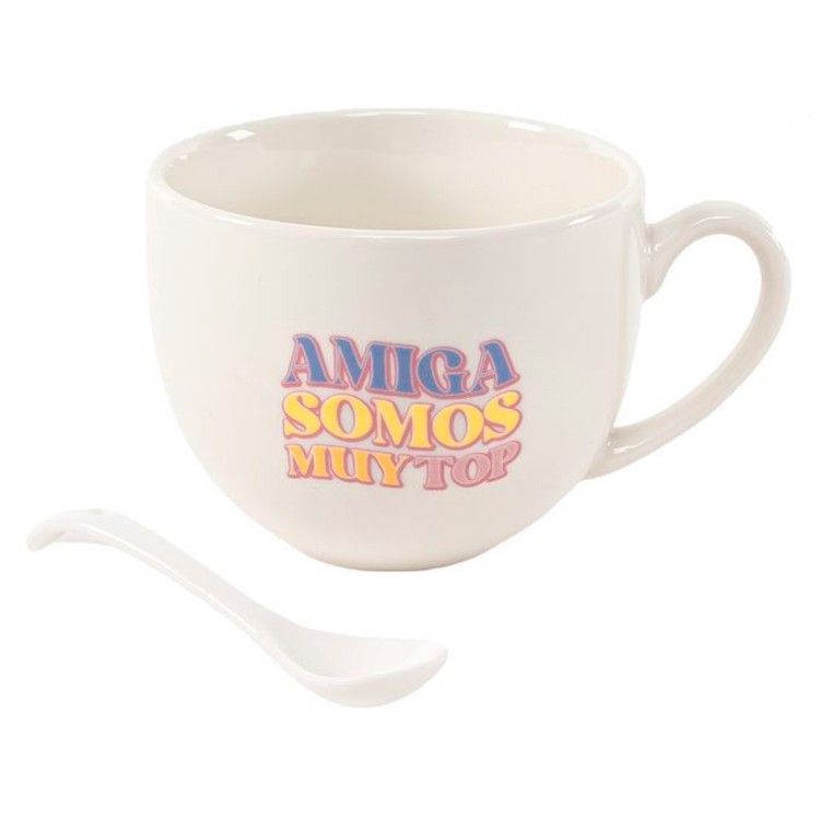 TAZA MUG AMIGA TOP CERÁMICA CUCHARA 265ML