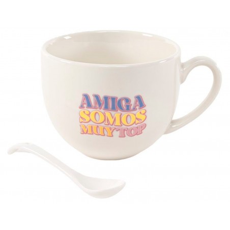 TAZA MUG AMIGA TOP CERÁMICA CUCHARA 265ML