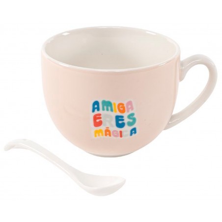 TAZA MUG AMIGA MÁGICA CERÁMICA CUCHARA 265ML