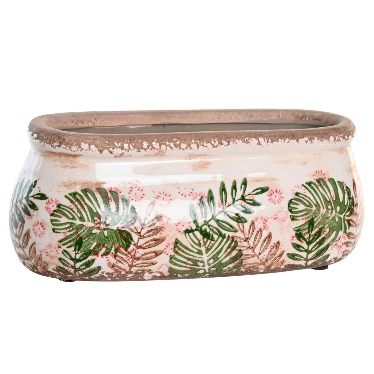 MACETERO DECORATIVO GRES LEAVES 23X10X9CM