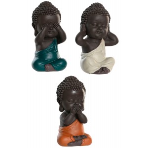 FIGURA BUDA MONJE BEBE MONOS SABIOS 5,5X5X10,5CM