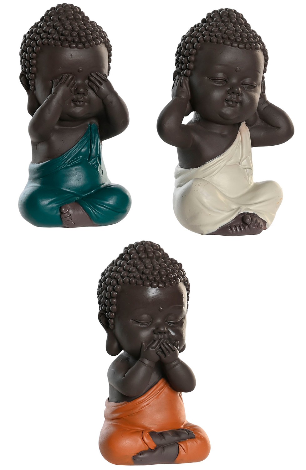 FIGURA BUDA MONJE BEBE MONOS SABIOS 5,5X5X10,5CM