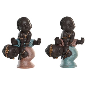 FIGURA AFRICANA JUGANDO 13,5X7,5X14,7CM
