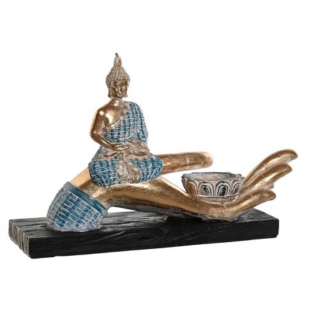 PORTAVELAS BUDA DECORATIVO MANO DORADO 25,7X8X16CM