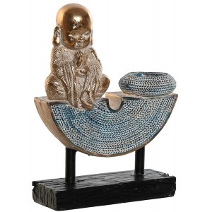 PORTAVELAS BUDA DECORATIVO CANDELABRO DORADO 12X4,5X16CM