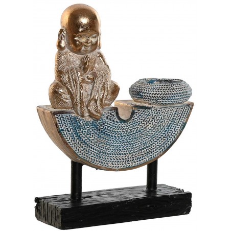 PORTAVELAS BUDA DECORATIVO CANDELABRO DORADO 12X4,5X16CM