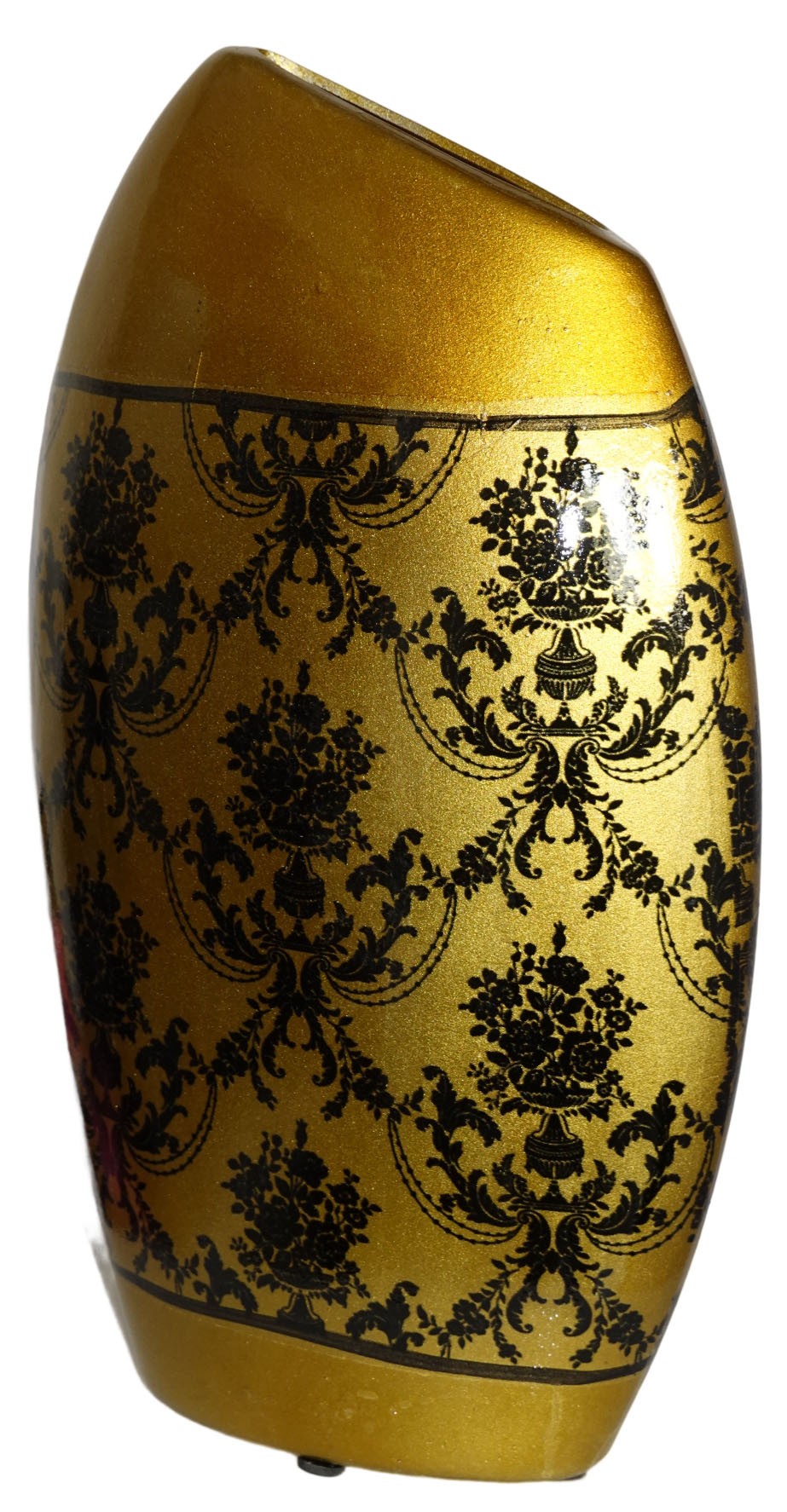JARRON DECORATIVO DORADO CERÁMICA 45X29X4,5CM