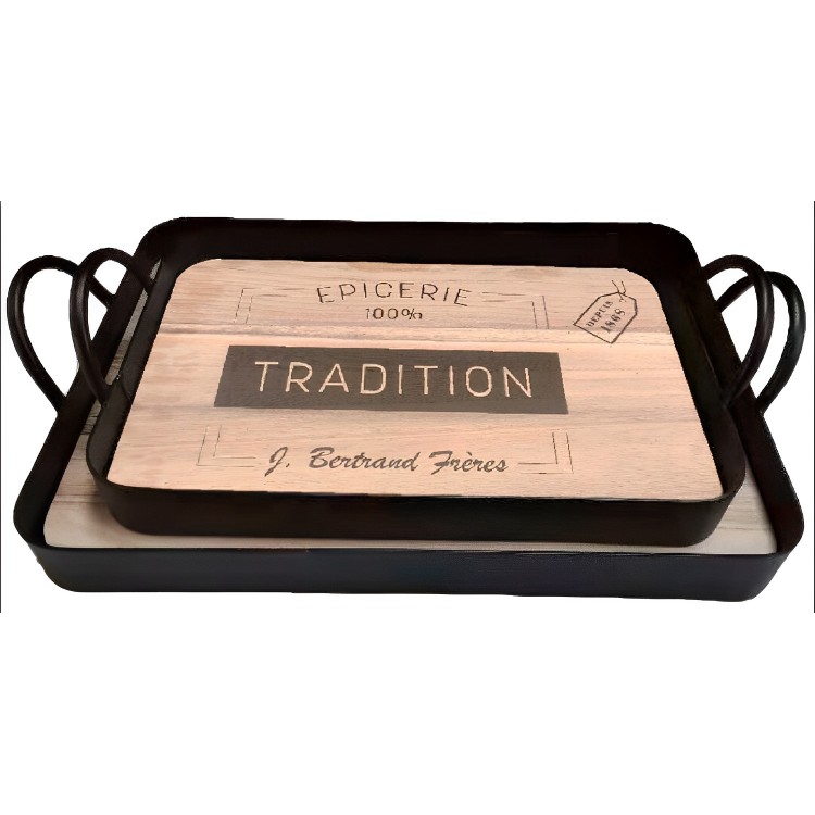 BANDEJA DECORATIVA RECTANGULAR "TRADITION" SET DE DOS