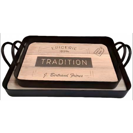 BANDEJA DECORATIVA RECTANGULAR "TRADITION" SET DE DOS