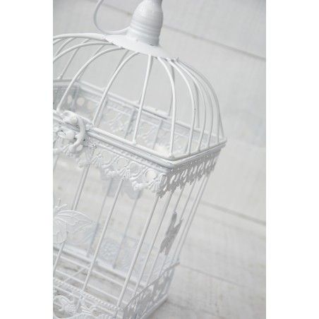 Jaula Blanca Decorativa de Metal "Mariposa", Elegante y Original. Decoración Jaulas Boda, Comunión, Jardín, Navidad.
