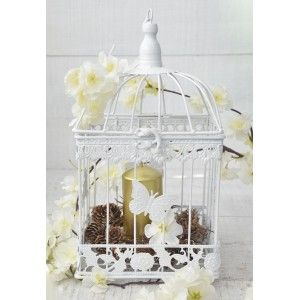 Jaula Blanca Decorativa de Metal "Mariposa", Elegante y Original. Decoración Jaulas Boda, Comunión, Jardín, Navidad.