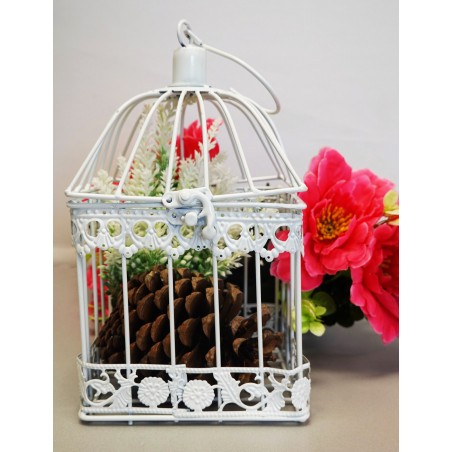 *TARA*  Jaula Blanca Decorativa de Metal, Elegante y Original "Mariposa". Decoración Jaulas Boda, Comunión, Jardín, Navidad.