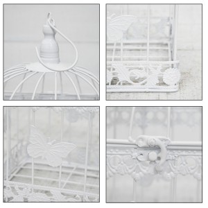 *TARA*  Jaula Blanca Decorativa de Metal, Elegante y Original "Mariposa". Decoración Jaulas Boda, Comunión, Jardín, Navidad.