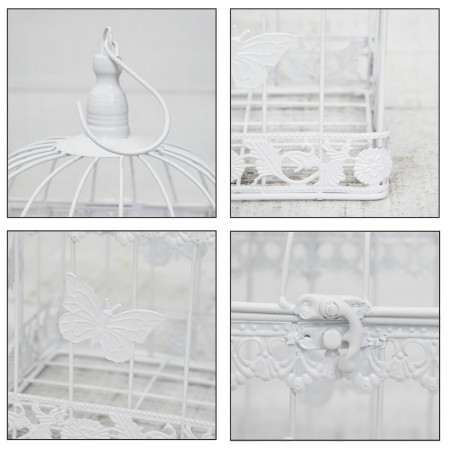 *TARA*  Jaula Blanca Decorativa de Metal, Elegante y Original "Mariposa". Decoración Jaulas Boda, Comunión, Jardín, Navidad.