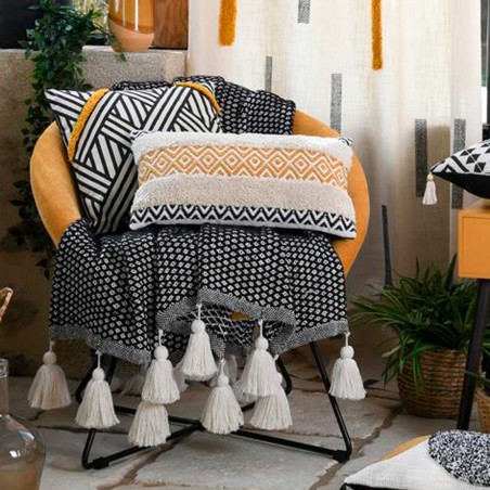 PLAID MANTA INVIERNO BELOHA NEGRO ALGODÓN 125X150CM