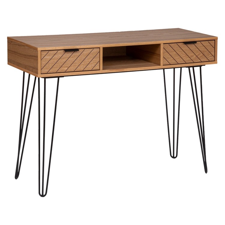 CONSOLA RECIBIDOR MARRÓN 2 CAJONES 110X40X80,5CM