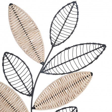 DECORACION PARED METALICA Y RATÁN PLANTA 29X0,6X56,5CM