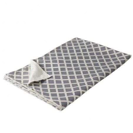 Manta sofa terciopelo rombos gris/blanco (130x170)