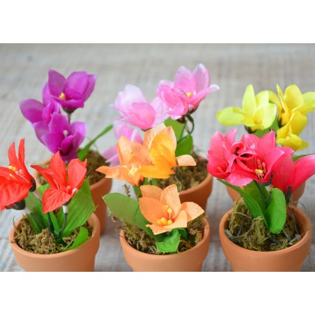 Artificial plant Purple Flower with Pot of Natural Mud Home and More