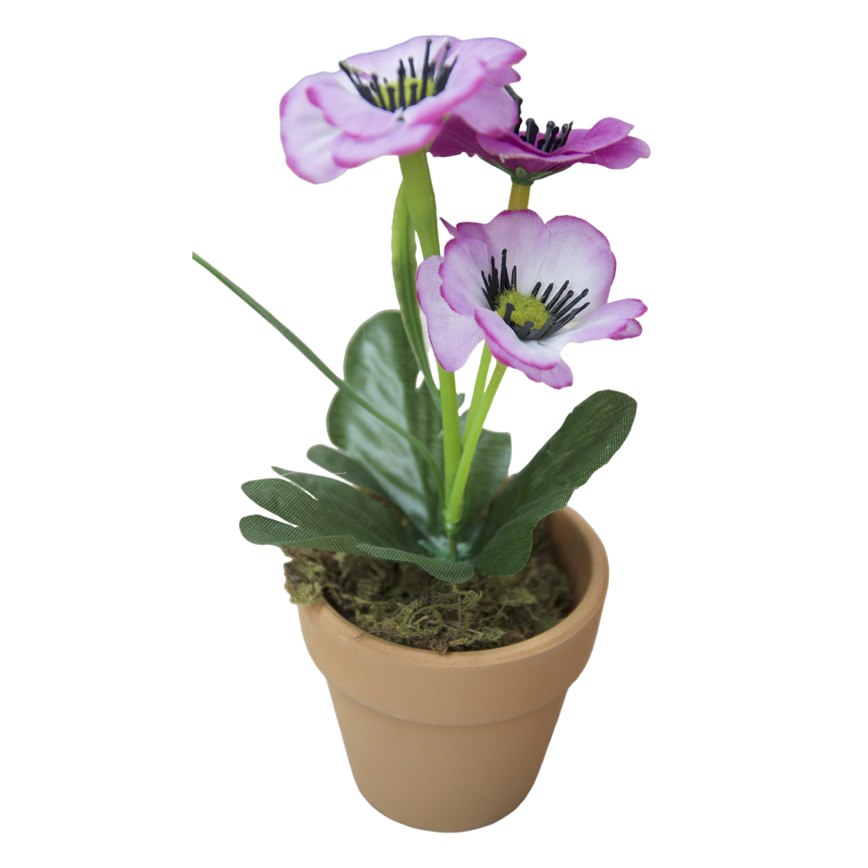 SET 2 Planta Artificial Flor Lila y Morada en Maceta de Barro Natural