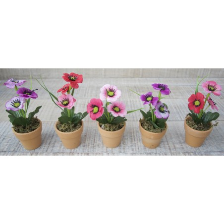 Plant Artificial Flower Lilac and Purple in a Pot of Mud Natural Home and More