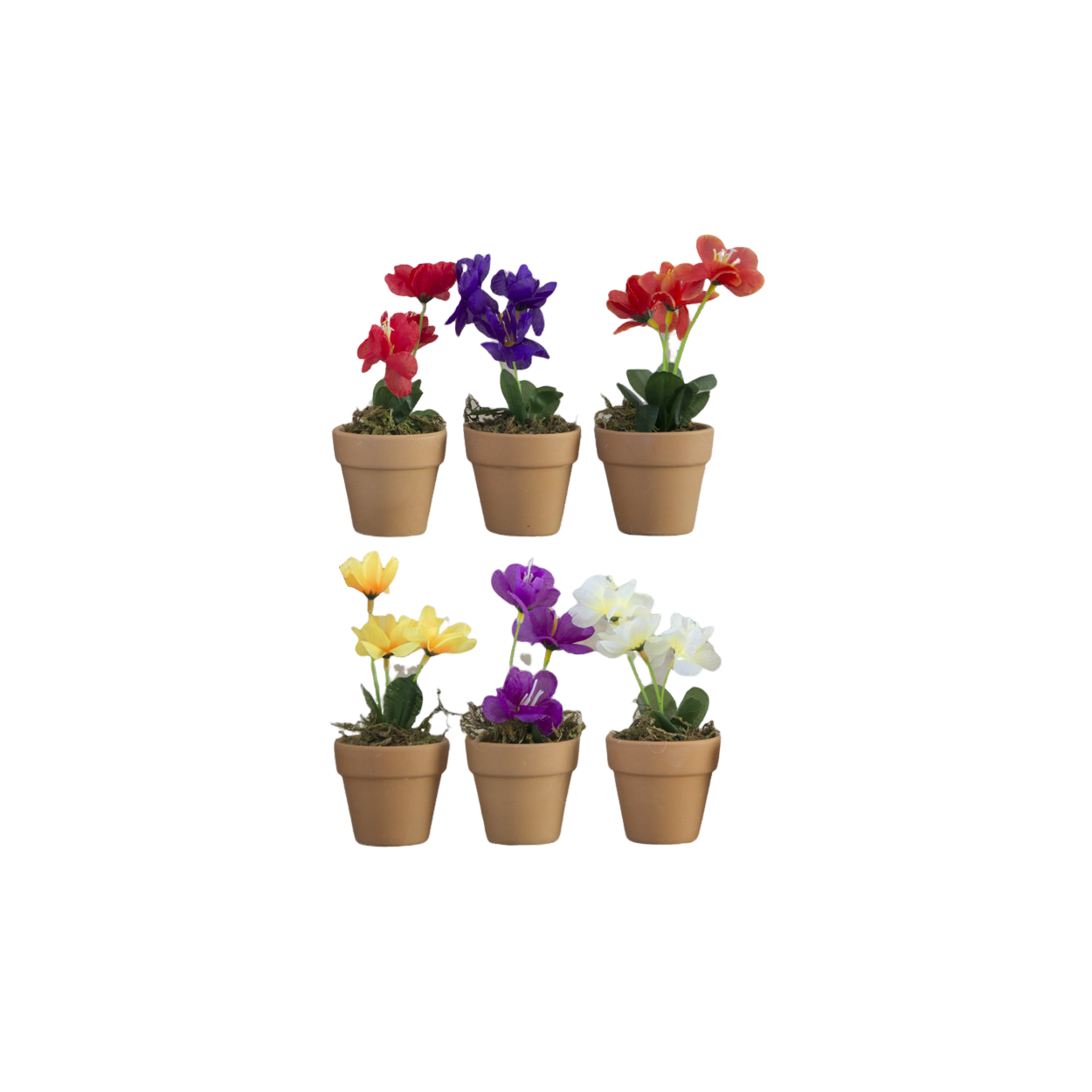Planta Artificial Maceta de Barro Natural para Decoración 6 Unidades