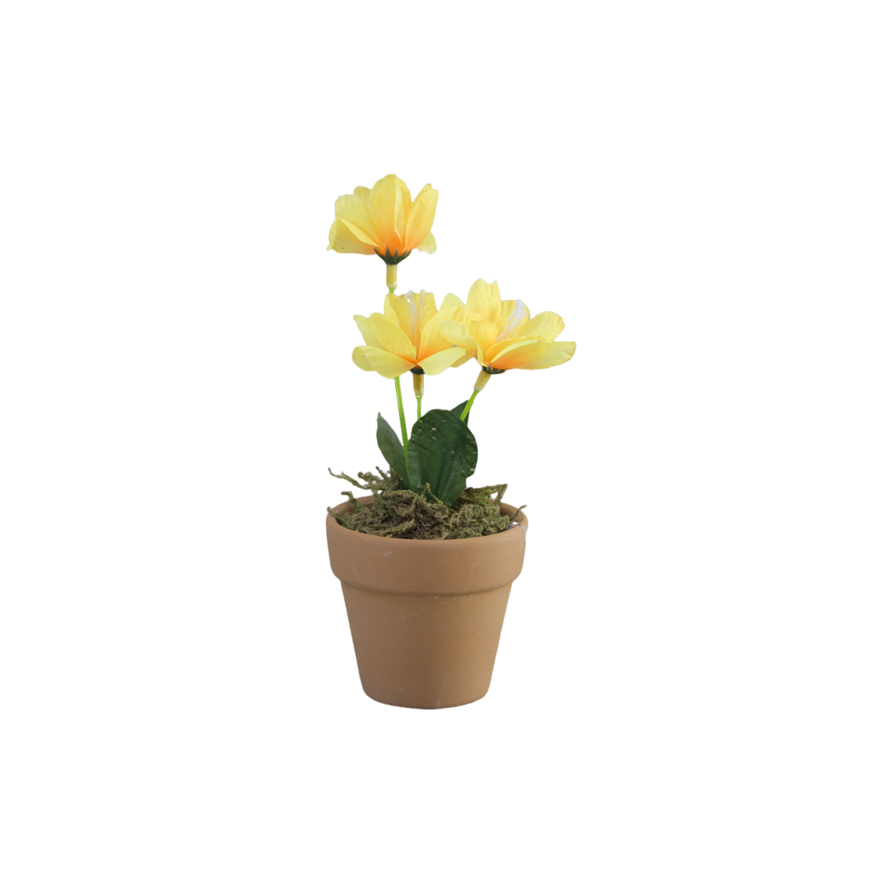 Planta Artificial Maceta de Barro Natural para Decoración 2 Unidades Amarillo