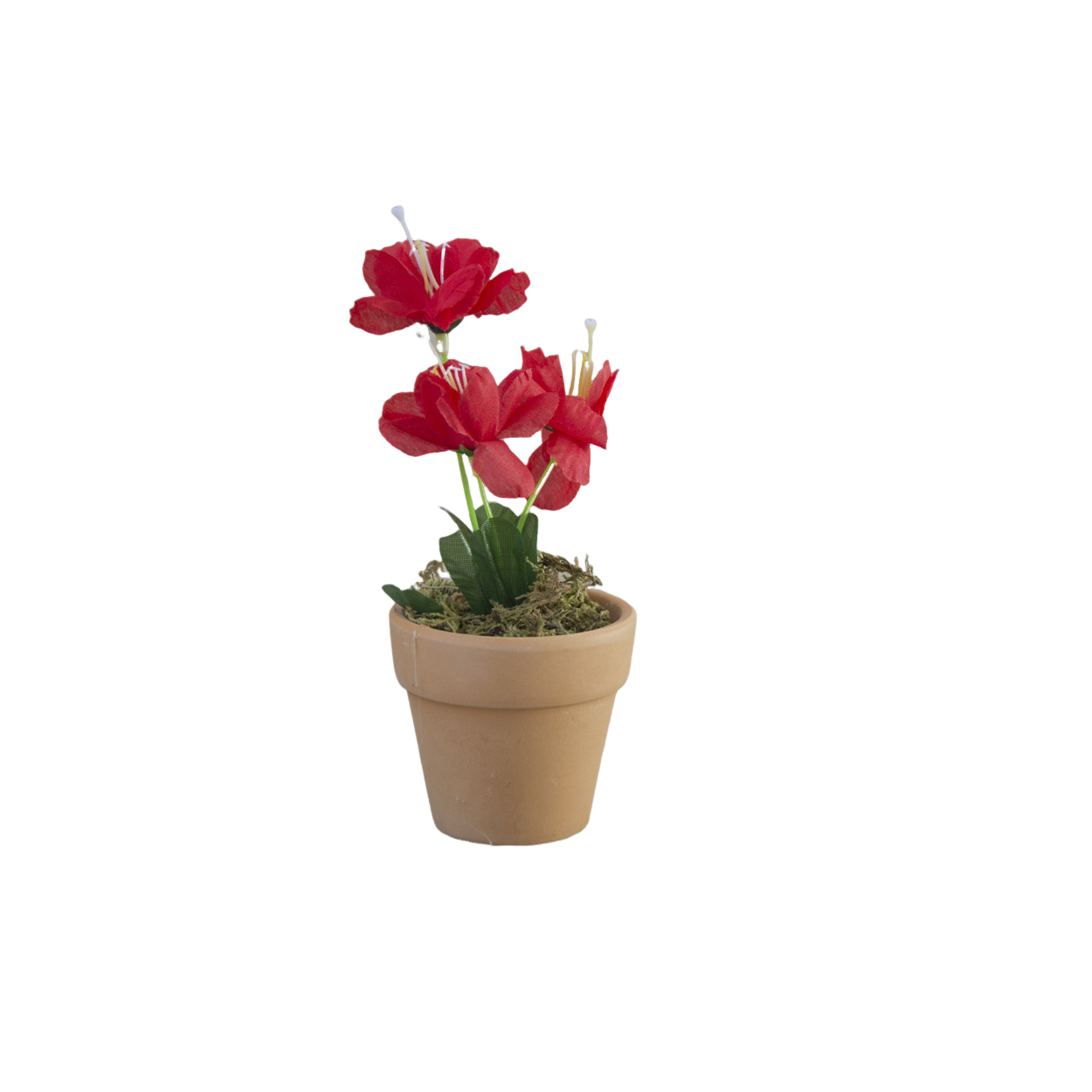 Planta Artificial Maceta de Barro Natural para Decoración 2 Unidades ROJO