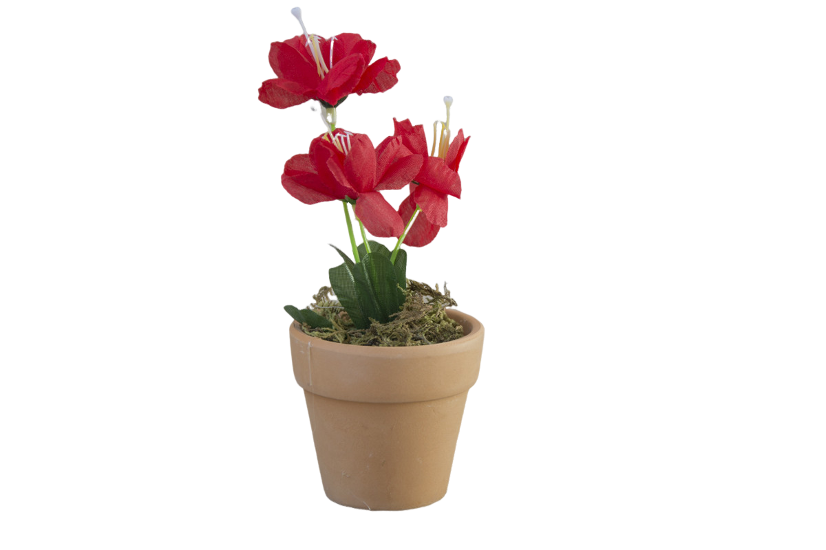 Planta Artificial Maceta de Barro Natural para Decoración 2 Unidades ROJO