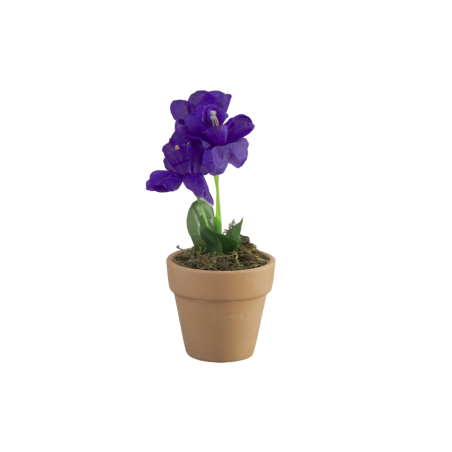 Planta Artificial Maceta de Barro Natural para Decoración 2 Unidades MORADO