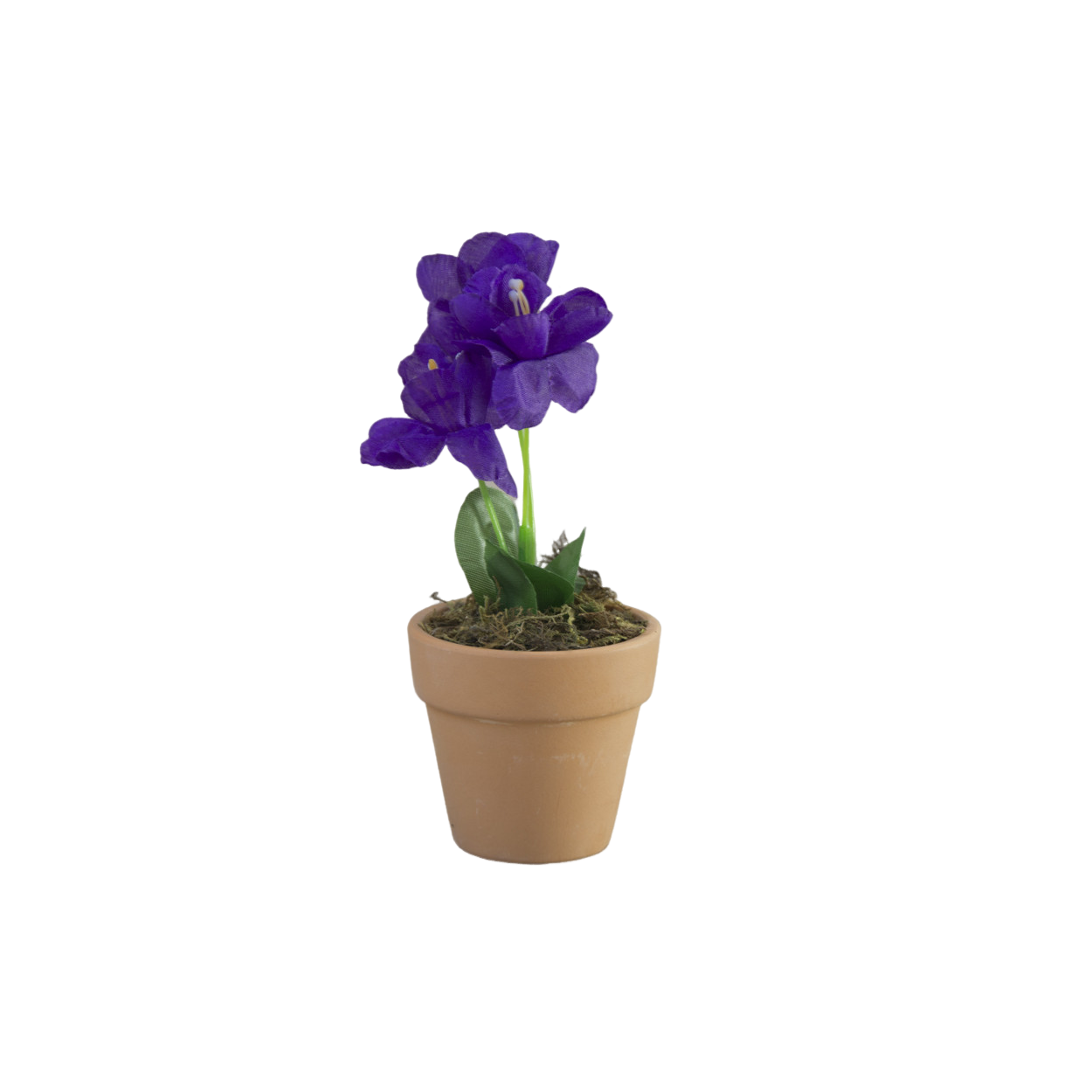 Planta Artificial Maceta de Barro Natural para Decoración 2 Unidades MORADO