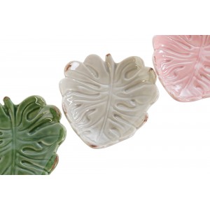 BANDEJA VACIABOLSILLOS PORCELANA HOJA 13X10X2,5CM