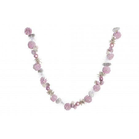 GUIRNALDA NAVIDAD PIÑAS ROSA PALO 150CM