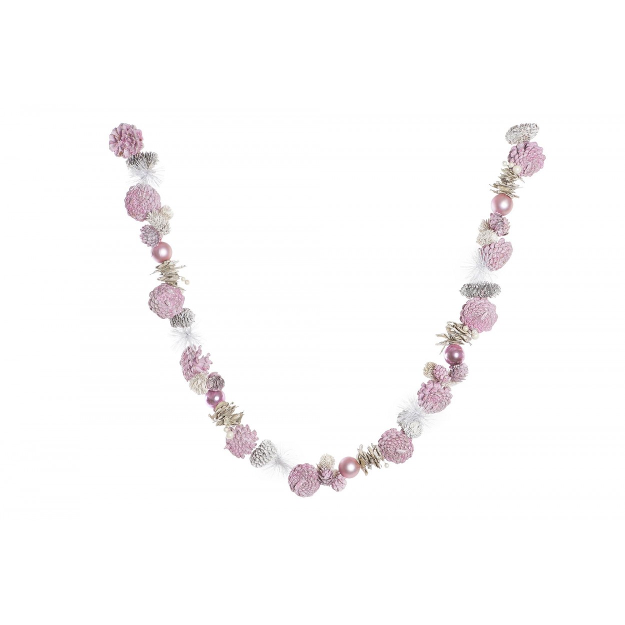 GUIRNALDA NAVIDAD PIÑAS ROSA PALO 150CM