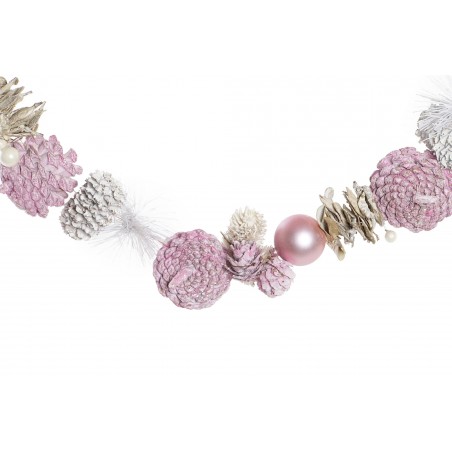 GUIRNALDA NAVIDAD PIÑAS ROSA PALO 150CM
