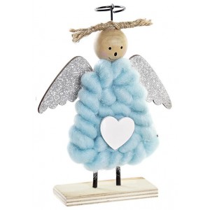 FIGURA ANGEL NAVIDAD MDF DECORATIVA 10X10X19CM