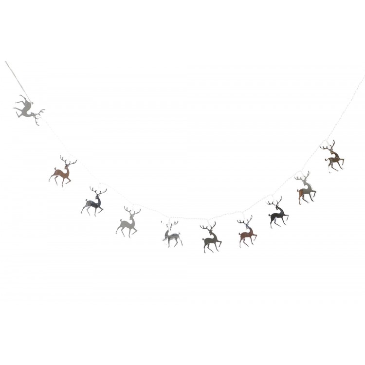 GUIRNALDA NAVIDAD RENO PLATEADO LED 107CM