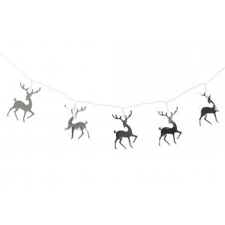 GUIRNALDA NAVIDAD RENO PLATEADO LED 107CM