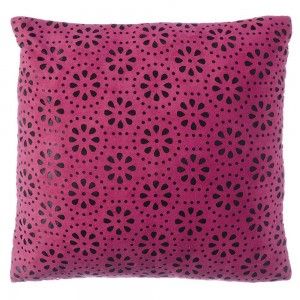 Cojín cuadrado fucsia puntos (45x45)