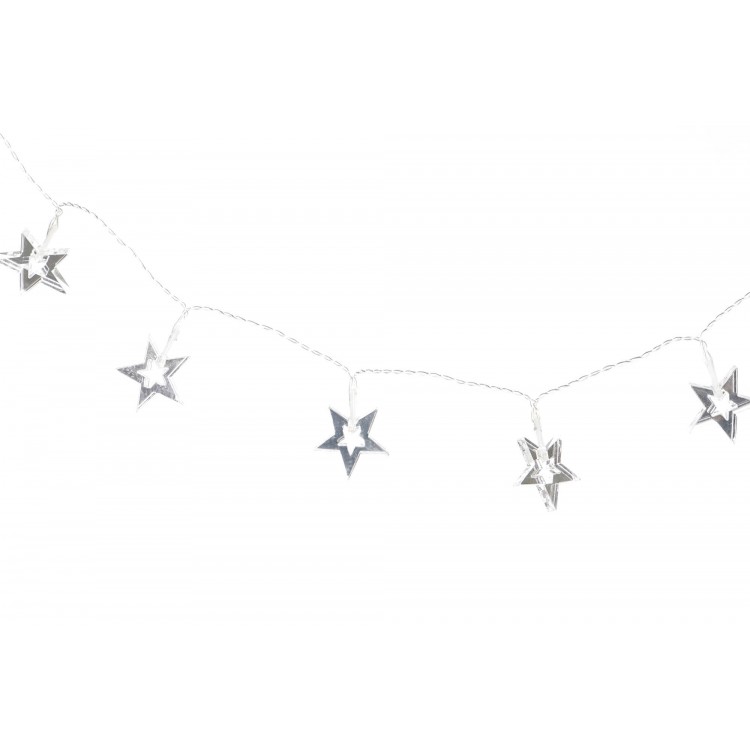 GUIRNALDA NAVIDAD ESTRELLA PLATEADO LED 120CM